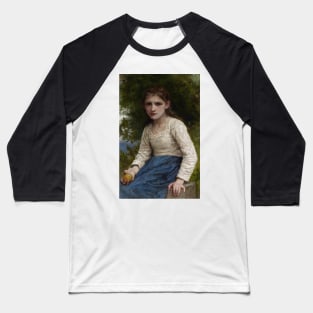 Girl with an Apple by William-Adolphe Bouguereau Baseball T-Shirt